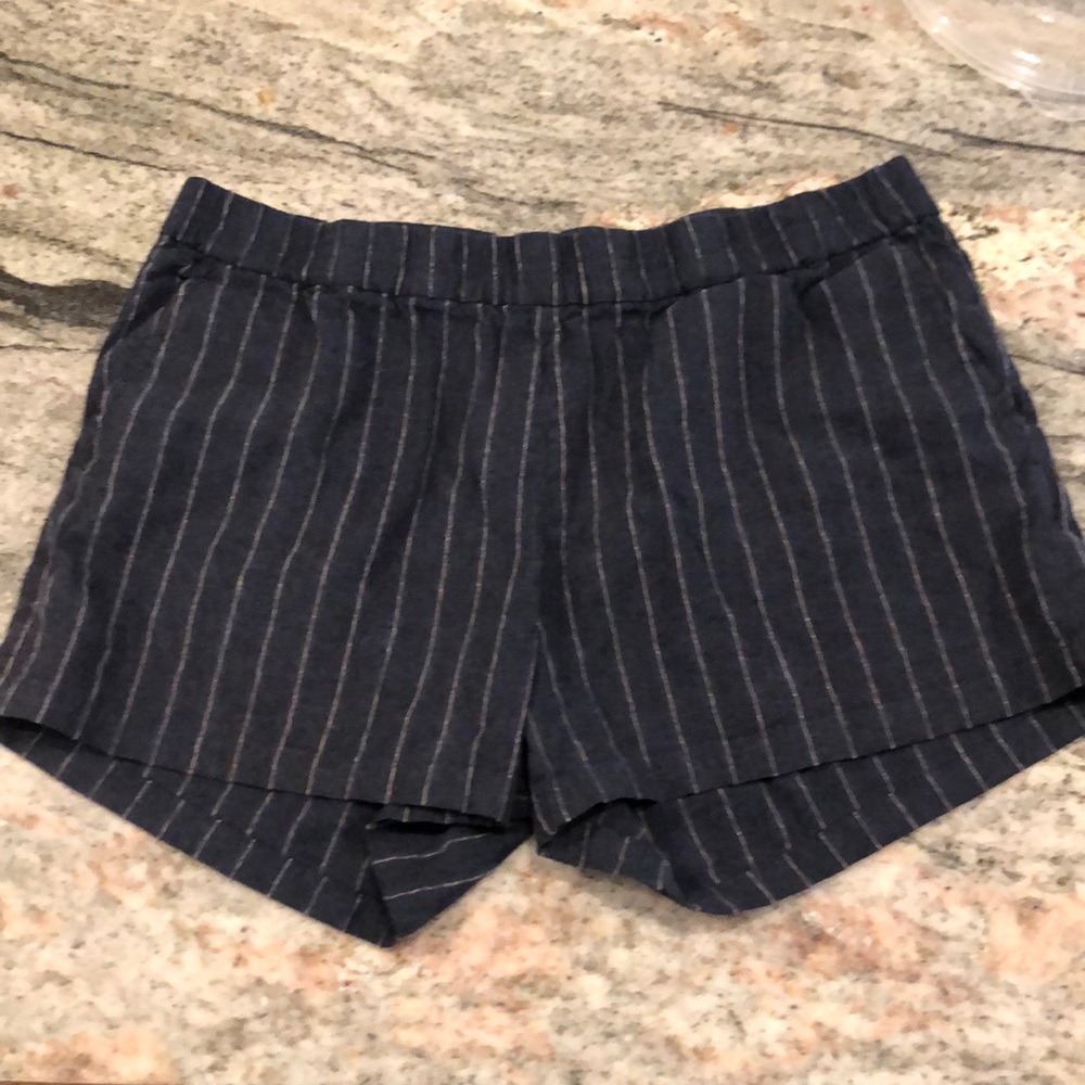 Gray and white striped shorts